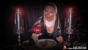 The holy food and scat dinner - The medieval shit puking scat slave 1 - Holy nun extreme shit and puke play 00000