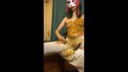 PooGirl – vomiting several times from chewing shit and shit in white pantyhose, fisting 00002