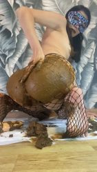 poop in pantyhose, blowjob, breast smearing, ass and pussy 00003