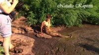 Kat smeared and bathes in cow shit 00001